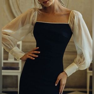 NWT Lichi Sheer-sleeve bodycon midi dress